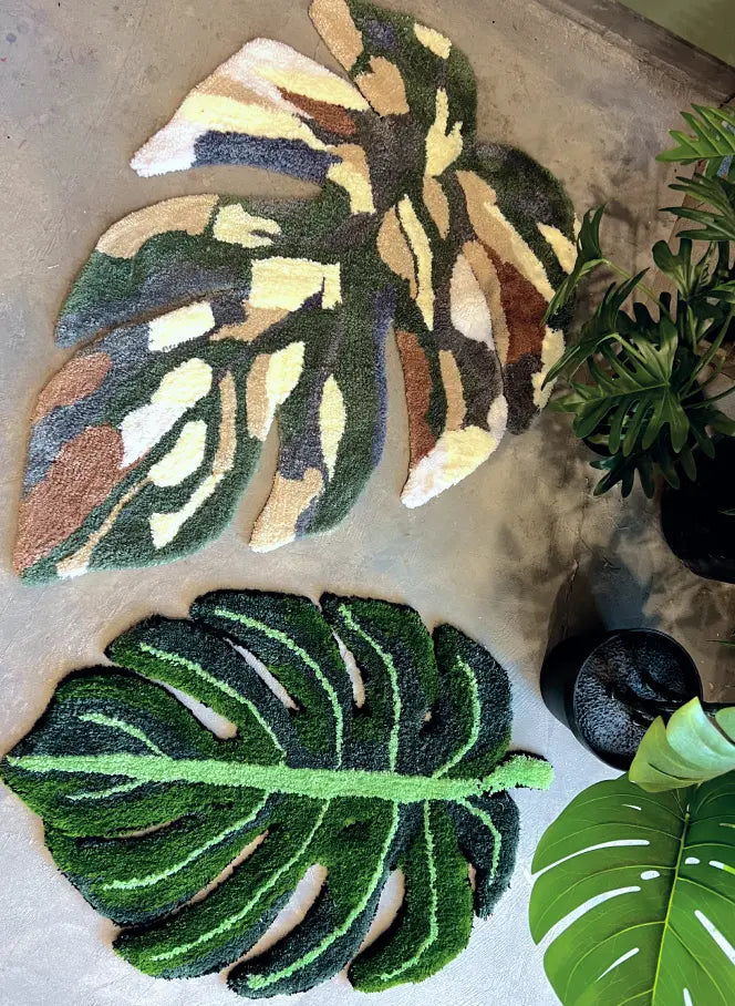 Bring the Tropics Home: Monstera Tufted Rug Abstract