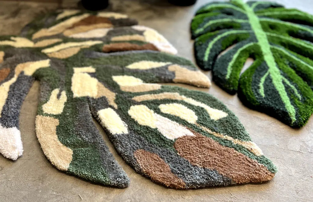 Bring the Tropics Home: Monstera Tufted Rug Abstract